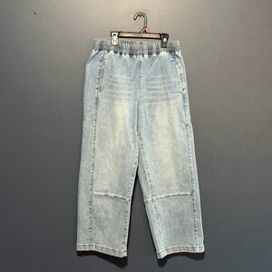 Light Blue Denim Wide-Leg Pants